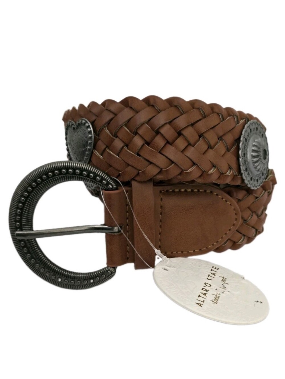 new ALTAR'D STATE S/M Braided Western Boho Concho Belt Antique Accents